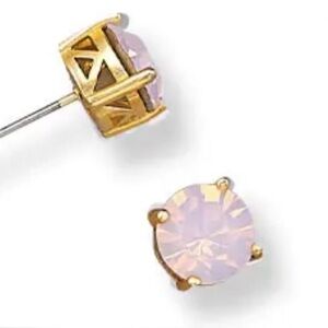 Gold and Pink Opal Impression Stud Earrings